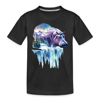 Nilpferd - Kinder Premium Bio T-Shirt - Schwarz - Vorne