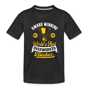 Lehrer Humor Auszeichnung Überarbeitete Lehrkräfte - Kinder Premium Bio T-Shirt - Schwarz - Vorne