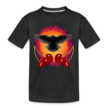 Rockabilly Crow Crows Cherry Cherries Fruit - Kids' Premium Organic T-Shirt - black - Front