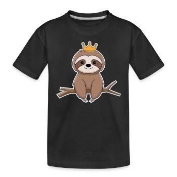 Königliches Faultier auf Ast Mit Krone - Kinder Premium Bio T-Shirt - Schwarz - Vorne