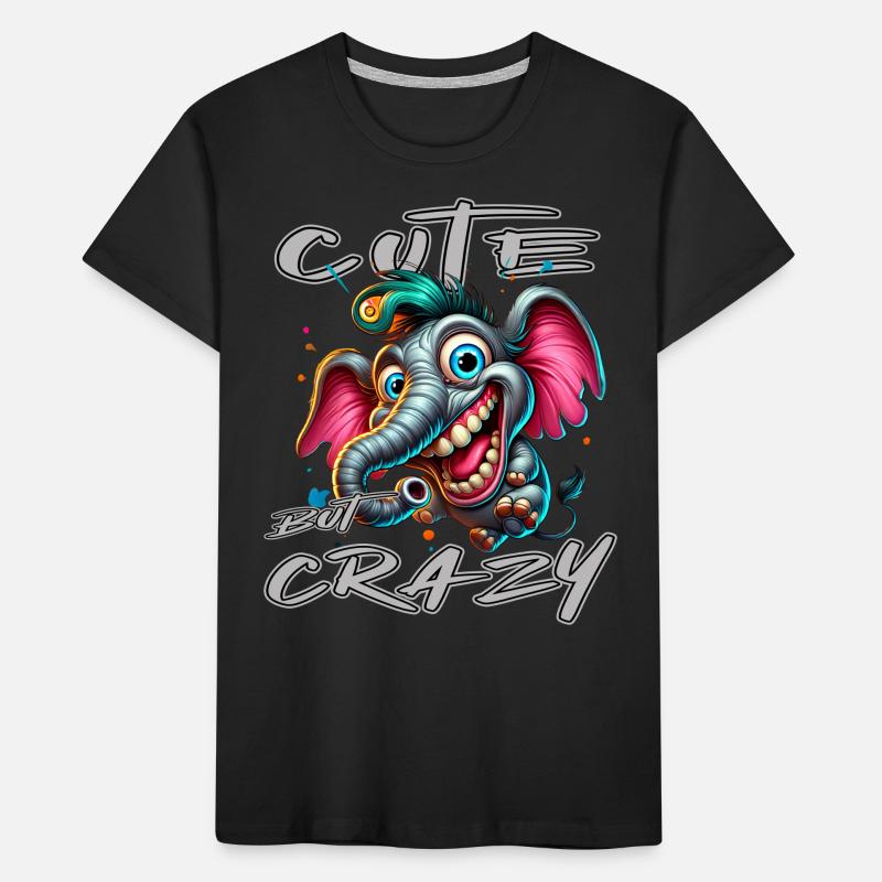 Cute but Crazy Elephant Comic Style Kids' Premium Organic T-Shirt