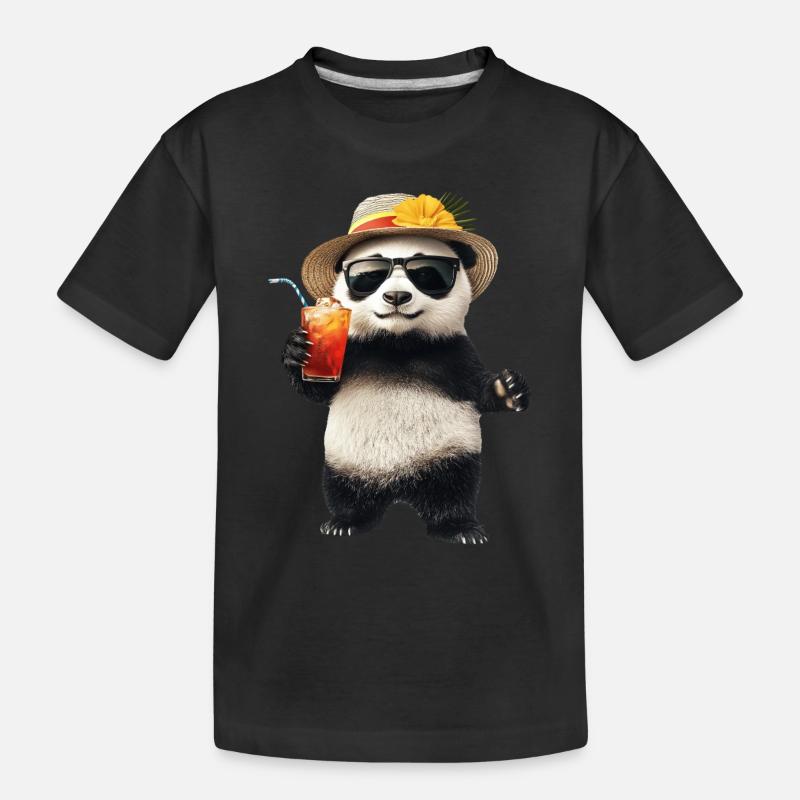 Panda - Kinder Premium Bio T-Shirt - Schwarz