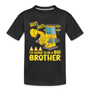Excavator Child Ready Going To Be A Big Brother - Kids' Premium Organic T-Shirt - black - Front