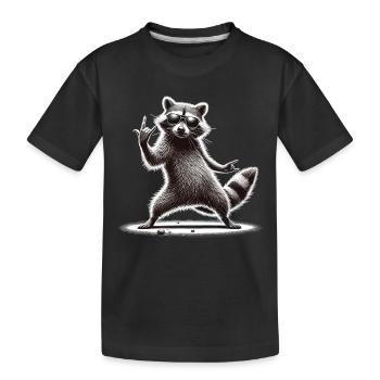 Rock-Waschbär – Metal und Coolness - Kinder Premium Bio T-Shirt - Schwarz - Vorne