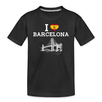 I love Barcelona Wortspiel Golden Gate Brücke Spanien Flagge - Kinder Premium Bio T-Shirt - Schwarz - Vorne
