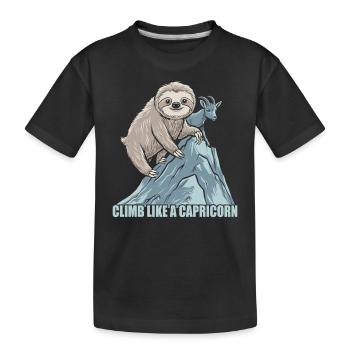 Climb Like a Capricorn: Sloth Motivation - Kids' Premium Organic T-Shirt - black - Front