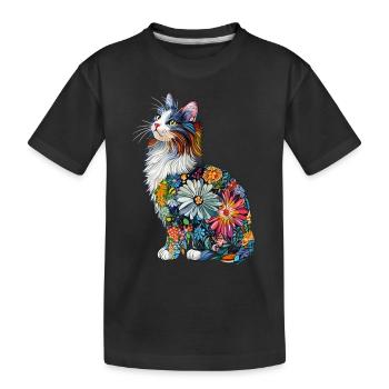 Norwegische Waldkatze - Kinder Premium Bio T-Shirt - Schwarz - Vorne