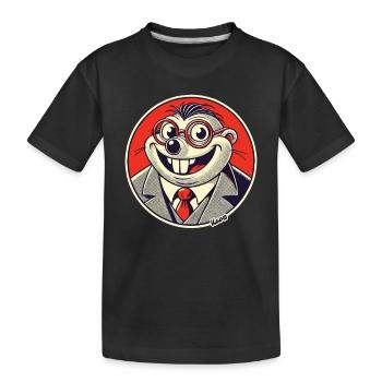 Lustiger Maulwurf im Anzug & Brille - Kinder Premium Bio T-Shirt - Schwarz - Vorne