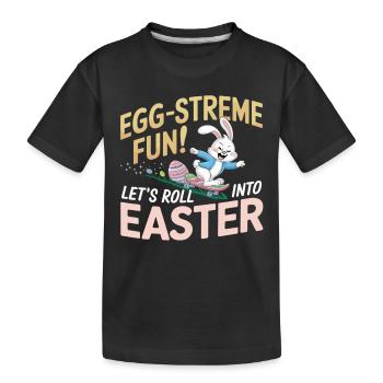 Skateboard-Hase – Cooles Osterdesign - Kinder Premium Bio T-Shirt - Schwarz - Vorne