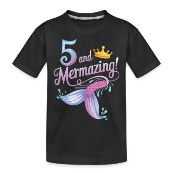 Fille Sirène 5 ans pour l’anniversaire - T-shirt bio Premium Enfant - noir - Devant