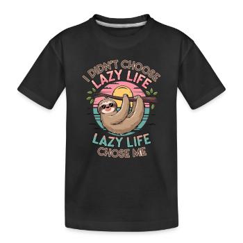 Lazy life chose me, sloth - Kids' Premium Organic T-Shirt - black - Front
