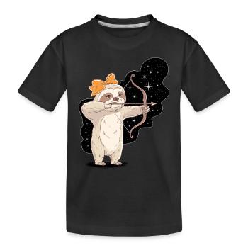 Sagittarius Zodiac Sloth with Bow and Arrow - Kids' Premium Organic T-Shirt - black - Front