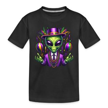 Mardi Gras Alien - Kinder Premium Bio T-Shirt - Schwarz - Vorne