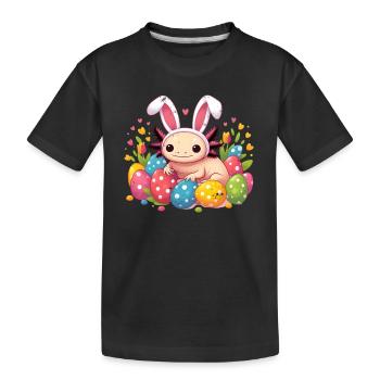 Vintage Oster Axolotl - Frohe Ostern - Kinder Premium Bio T-Shirt - Schwarz - Vorne