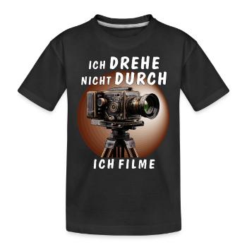 FILMKAMERA DREHE NICHT DURCH ICH FILME - Kinder Premium Bio T-Shirt - Schwarz - Vorne