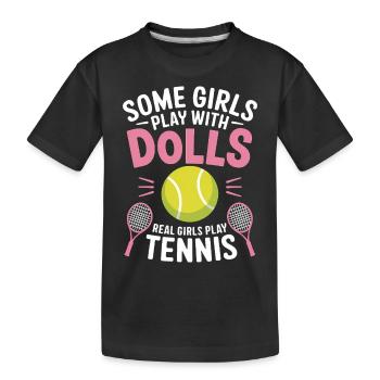 Tennis Saying Girl Funny Tennis Gift - Kids' Premium Organic T-Shirt - black - Front
