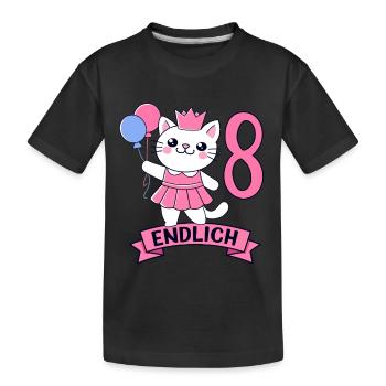 Motif d’anniversaire de chat enfin 8 ans fille - T-shirt bio Premium Enfant - noir - Devant