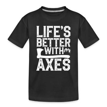 Axe Throwing Target Practice Lumberjack Sport - Kinder Premium Bio T-Shirt - Schwarz - Vorne