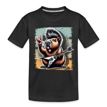 Capybara Guitariste Rock and Roll Heavy Metal - T-shirt bio Premium Enfant - noir - Devant