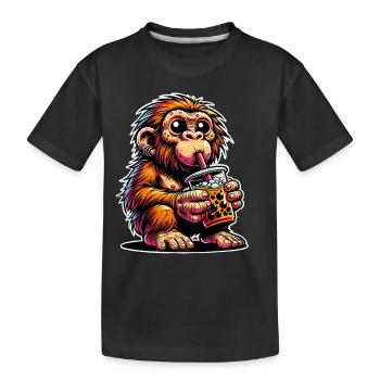 Thé à bulles de Néandertal - T-shirt bio Premium Enfant - noir - Devant