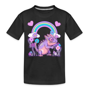Echse Drache Drachen - Kinder Premium Bio T-Shirt - Schwarz - Vorne