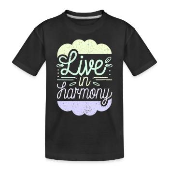 Inspiriere Spiritualität Zitat: Lebe in Harmonie - Kinder Premium Bio T-Shirt - Schwarz - Vorne