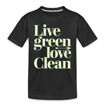 Live Green Love Clean Vegan Végétarien - T-shirt bio Premium Enfant - noir - Devant