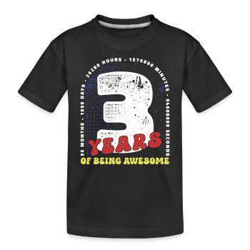 3 Years Birthday Months Days Hours Minutes - Kids' Premium Organic T-Shirt - black - Front