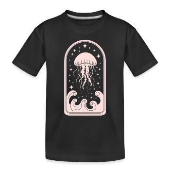 Fantasievolle Flucht mit Quallenmotiv im - Kinder Premium Bio T-Shirt - Schwarz - Vorne