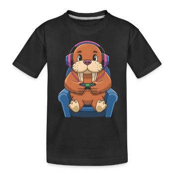 Walross - Kinder Premium Bio T-Shirt - Schwarz - Vorne