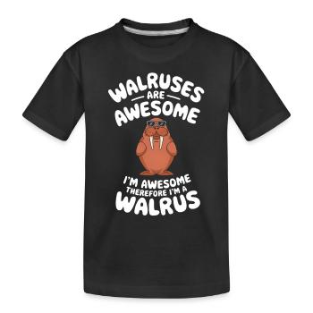 Walross - Kinder Premium Bio T-Shirt - Schwarz - Vorne