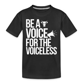 Sei Eine Stimme Für Die Stimmlosen - Vegan - Kinder Premium Bio T-Shirt - Schwarz - Vorne