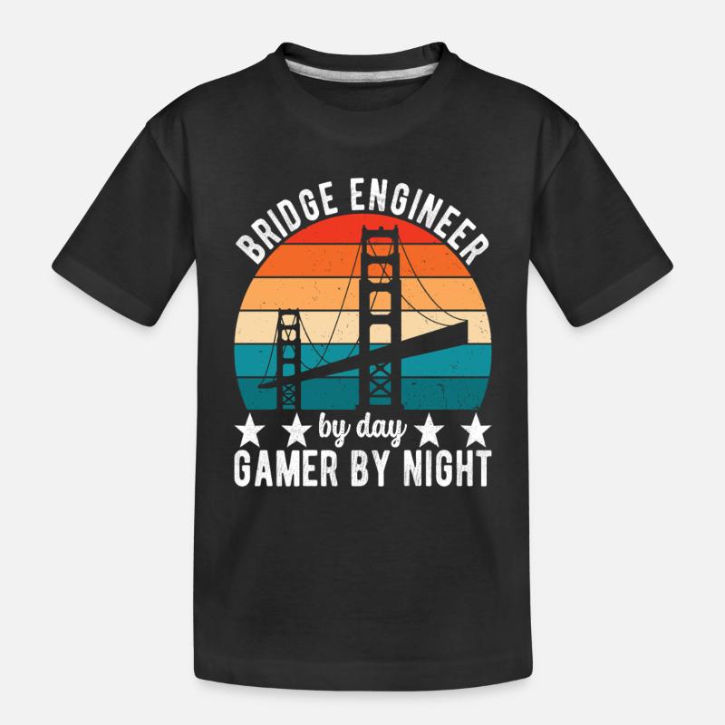 Bridge Engineer Bridge Construction - Kids' Premium Organic T-Shirt - black