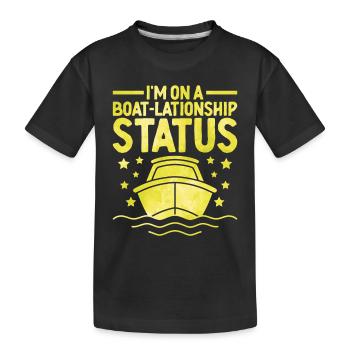 Ich bin auf einem Boot Lationship Status Paddelboot - Kinder Premium Bio T-Shirt - Schwarz - Vorne