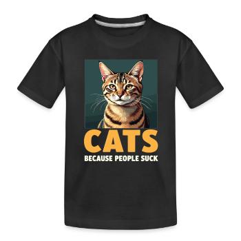 Drôle de chat chat chat chat chat amoureux des chats - T-shirt bio Premium Enfant - noir - Devant
