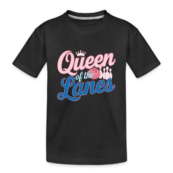 Queen of Lanes Bowling Woman Passion - Kids' Premium Organic T-Shirt - black - Front