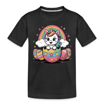 Magical Unicorn Easter Egg – Colorful Easter Gift - Kids' Premium Organic T-Shirt - black - Front
