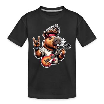 Capybara, guitariste de rock and roll - T-shirt bio Premium Enfant - noir - Devant