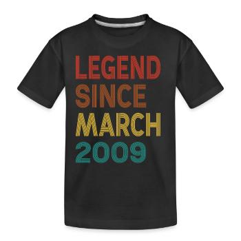 Vintage Legend Since March 2009, 16th birthday - Kids' Premium Organic T-Shirt - black - Front