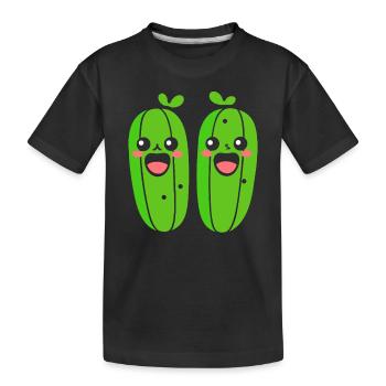 Gurke - Kinder Premium Bio T-Shirt - Schwarz - Vorne