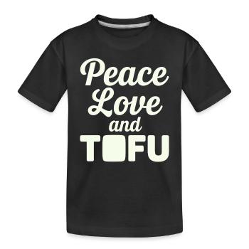 Vegan Vegetarian: Peace, Love and Tofu - Kids' Premium Organic T-Shirt - black - Front