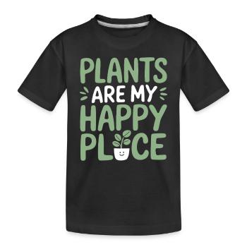 Plants are my place of happiness vegan vegetarian - Kids' Premium Organic T-Shirt - black - Front