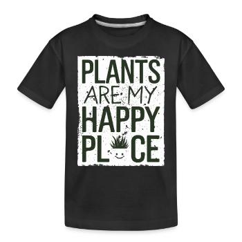 Plants Are My Place Of Happiness Vegan Vegetarian - Kids' Premium Organic T-Shirt - black - Front