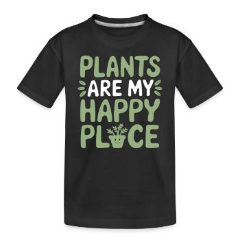 Plants are my place of happiness vegan vegetarian - Kids' Premium Organic T-Shirt - black - Front