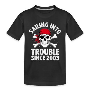 Segeln in Schwierigkeiten seit 2003 Piratenjugend - Kinder Premium Bio T-Shirt - Schwarz - Vorne