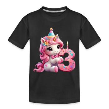3 ANS LICORNE 3ÈME ANNIVERSAIRE - T-shirt bio Premium Enfant - noir - Devant