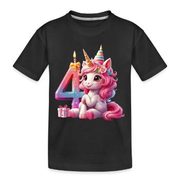 4 YEARS UNICORN 4TH BIRTHDAY - Kids' Premium Organic T-Shirt - black - Front