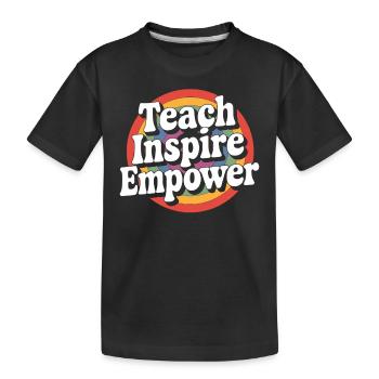 Lehrer Inspiriere Empower Regenbogen Stil - Kinder Premium Bio T-Shirt - Schwarz - Vorne