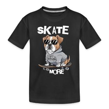 Skate Bulldog | Lustiges Skateboard Hund Motiv - Kinder Premium Bio T-Shirt - Schwarz - Vorne