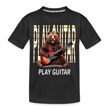 BEAR ROCK GUITARE JOUER GUITARE - T-shirt bio Premium Enfant - noir - Devant